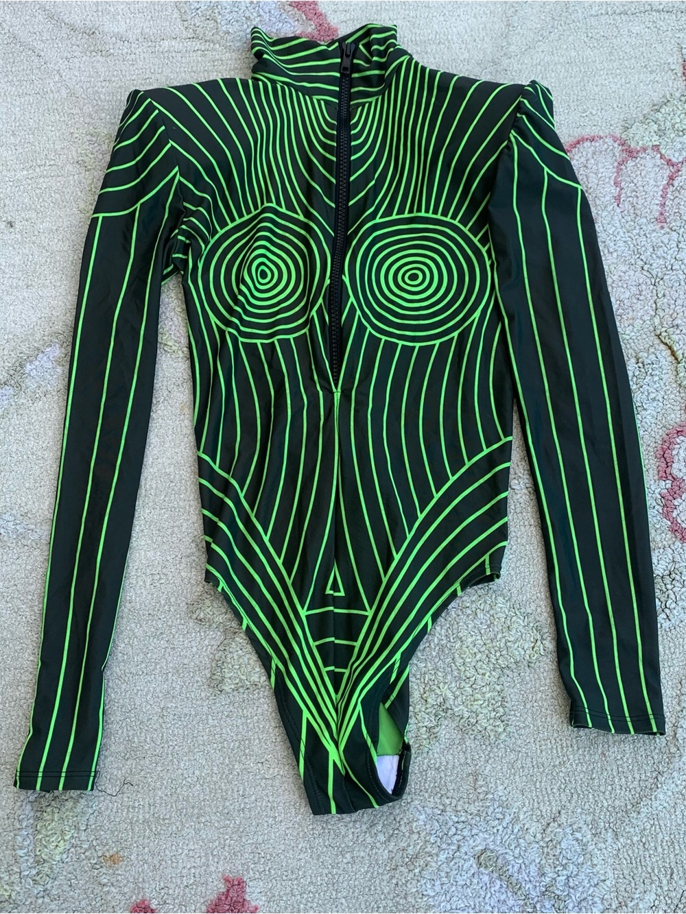 BADINKA "Maxima Green" UV-Reactive Serious Bodysuit size small